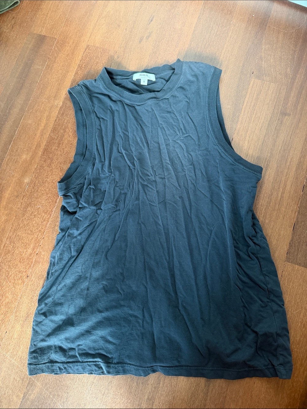 Agolde Black Sleeveless Ribbed Muscle Tank